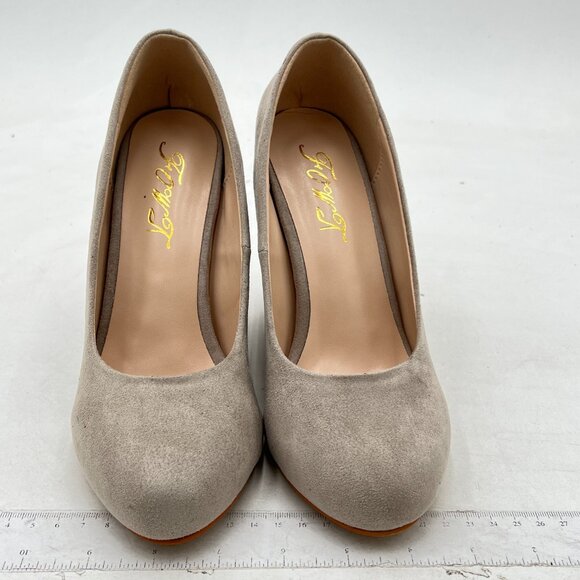 FOWT Grey Wedge Pumps Basic Closed Almond Toe Thick High Heels Shoes - Picture 2 of 7